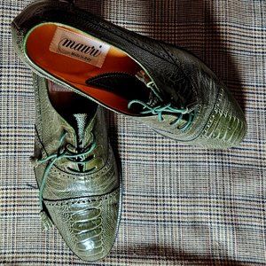 Leather Oxfords by Mauri (Authentic) Luxury in Green Genuine Ostrich Size 9.5  M